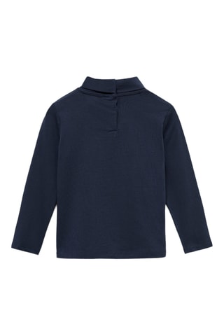 T-shirt en coton à col roulé - Bleu marine
