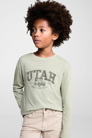 T-shirt manches longues imprimé - Vert