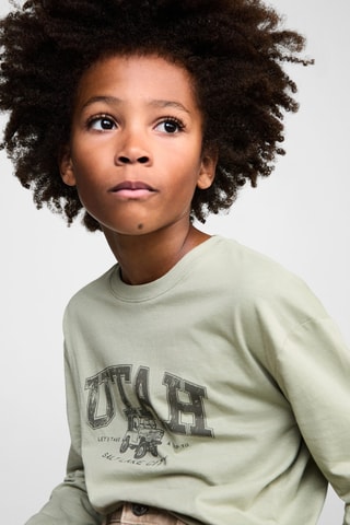 T-shirt manches longues imprimé - Vert