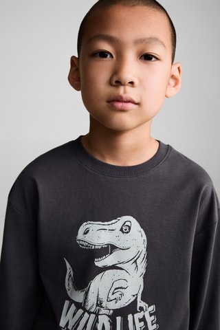 T-shirt manches longues imprimé - Anthracite