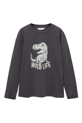 T-shirt manches longues imprimé - Anthracite