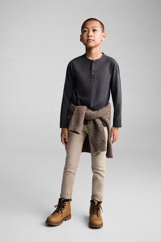 T-shirt coton boutons - Anthracite