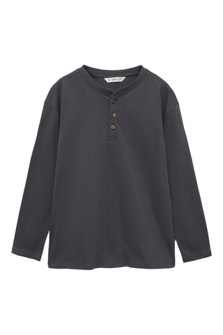 T-shirt coton boutons - Anthracite