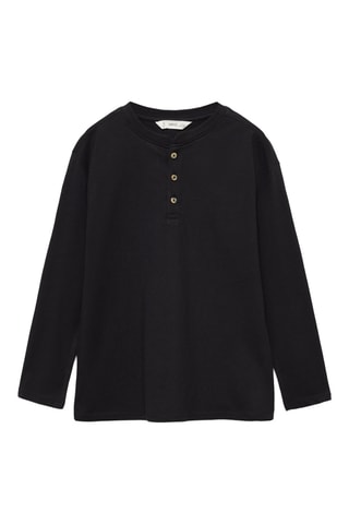 T-shirt coton boutons - Noir