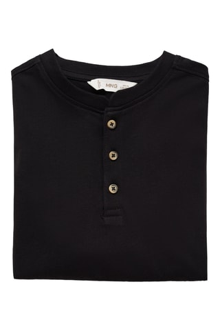 T-shirt coton boutons - Noir