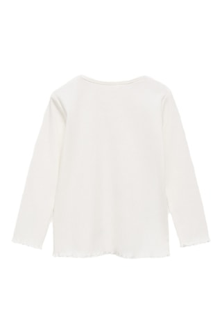 T-shirt fleurs brodées - Blanc cassé