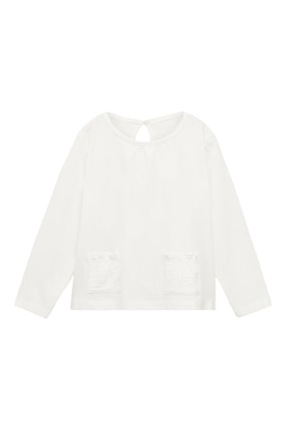 T-shirt manches longues poches - Blanc cassé