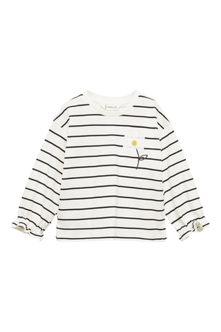 T-shirt manches longues rayures - Blanc cassé