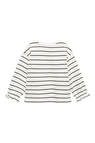 T-shirt manches longues rayures - Blanc cassé