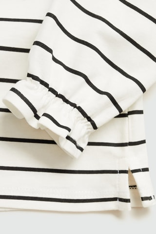 T-shirt manches longues rayures - Blanc cassé