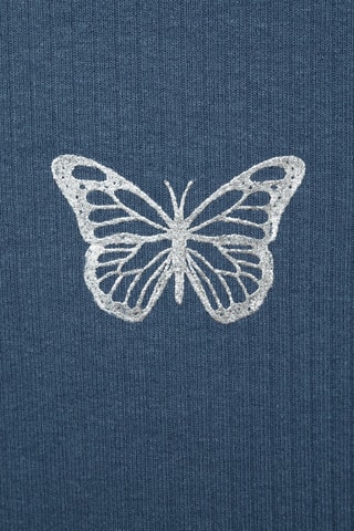 T-shirt imprimé maille côtelée - Bleu