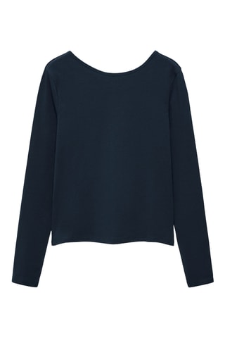 T-shirt manches longues ouverture au dos - Bleu marine