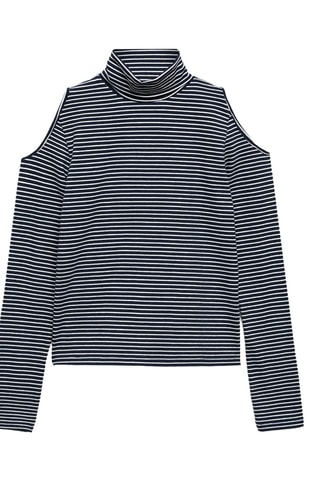 T-shirt col montant ouvertures - Bleu marine