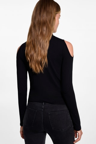 T-shirt col montant ouvertures - Noir