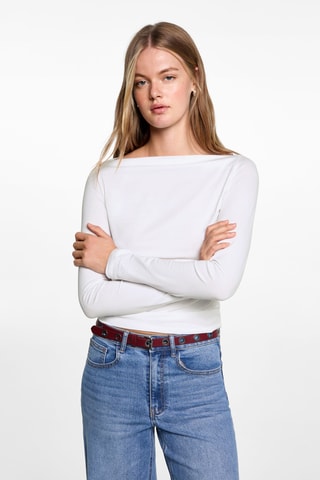 T-shirt détails froncés - Blanc cassé