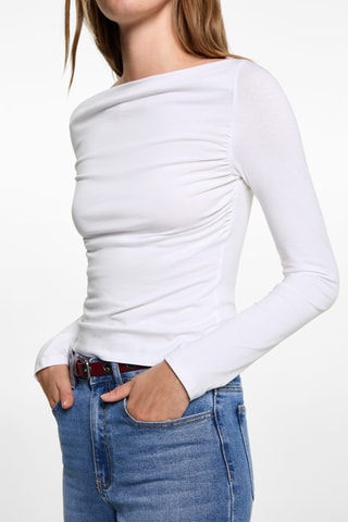T-shirt détails froncés - Blanc cassé