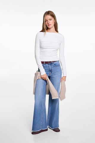 T-shirt détails froncés - Blanc cassé