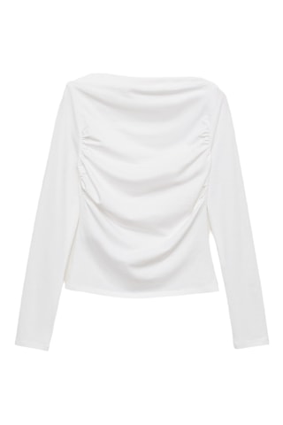 T-shirt détails froncés - Blanc cassé