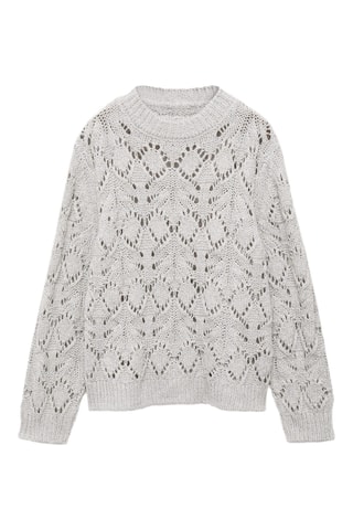 Pull-over maille ajourée Lurex - Gris clair chiné