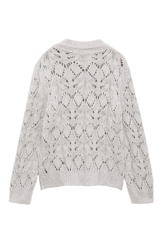 Pull-over maille ajourée Lurex - Gris clair chiné
