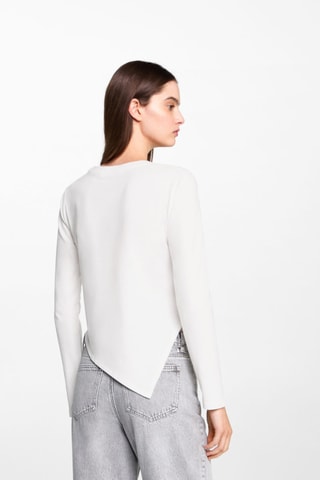 T-shirt base asymétrique - Blanc cassé