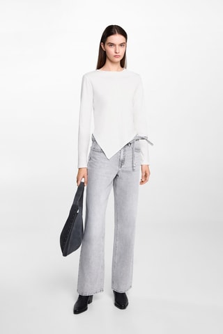 T-shirt base asymétrique - Blanc cassé