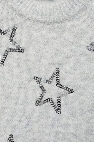 Pull-over étoiles sequins - Gris clair chiné