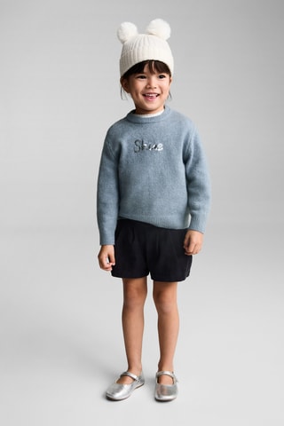 Pull-over à message et sequins - Gris clair chiné