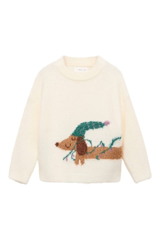 Pull-over maille chien - Écru