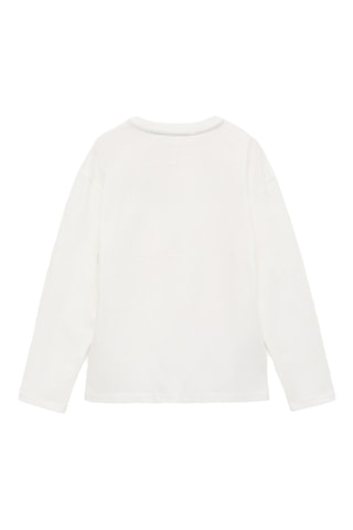T-shirt coton détail brodé - Blanc cassé