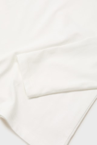 T-shirt coton détail brodé - Blanc cassé