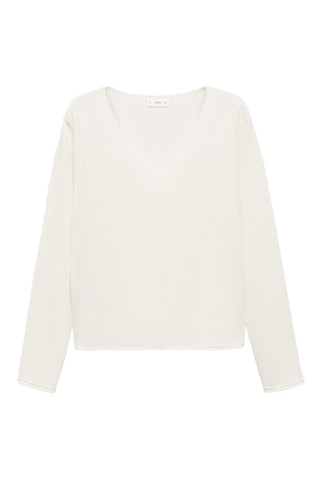 Pull-over à col en V - Blanc cassé