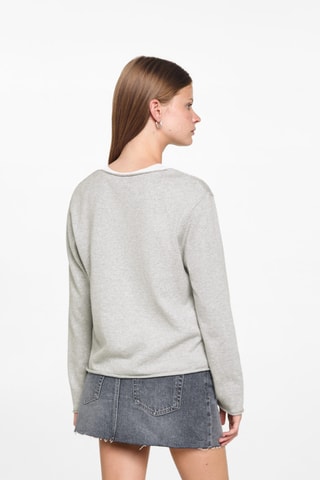 Pull-over à col en V - Gris clair chiné