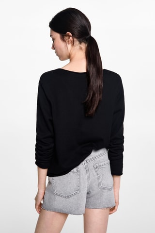 Pull-over à col en V - Noir
