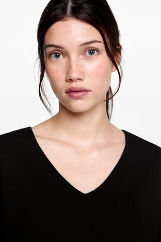 Pull-over à col en V - Noir