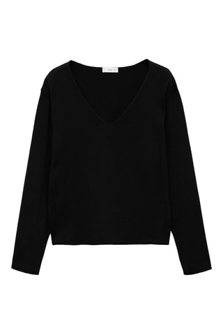 Pull-over à col en V - Noir