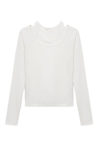 T-shirt coton double - Blanc cassé
