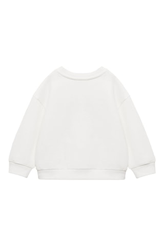 Sweat-shirt coton détails brodés - Blanc cassé