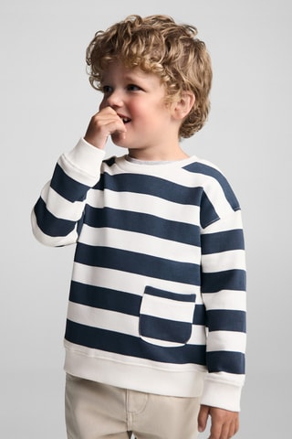 Sweat-shirt imprimé rayures - Bleu marine