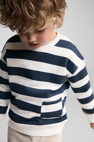 Sweat-shirt imprimé rayures - Bleu marine
