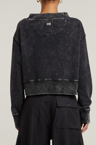 Sweat em algodão biológico Overdyed cropped - Preto