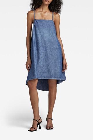 Vestido trapézio de ganga Para Simple Short - Azul-claro