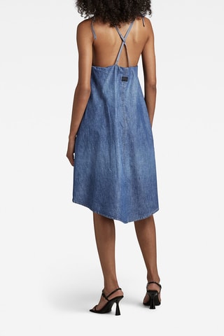 Vestido trapézio de ganga Para Simple Short - Azul-claro