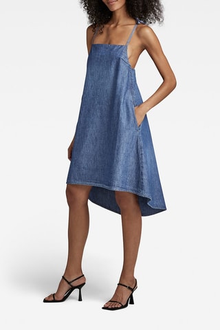 Vestido trapézio de ganga Para Simple Short - Azul-claro