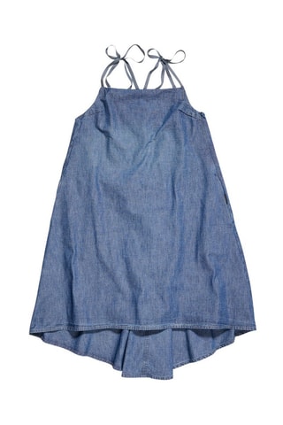 Vestido trapézio de ganga Para Simple Short - Azul-claro