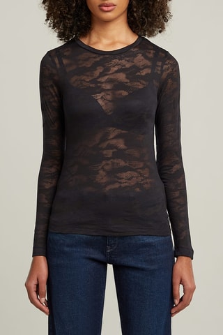 Top slim Fine lace - Preto