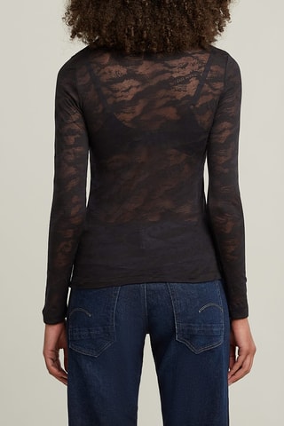Top slim Fine lace - Preto