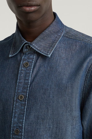 Camisa regular de ganga - Azul-marinho