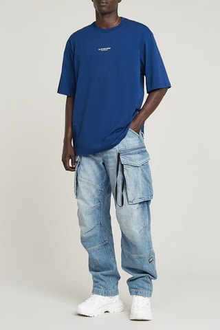 T-shirt oversize em algodão biológico Center Chest Boxy - Azul