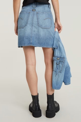 Minissaia regular em ganga Viktoria Utility - Azul-claro
